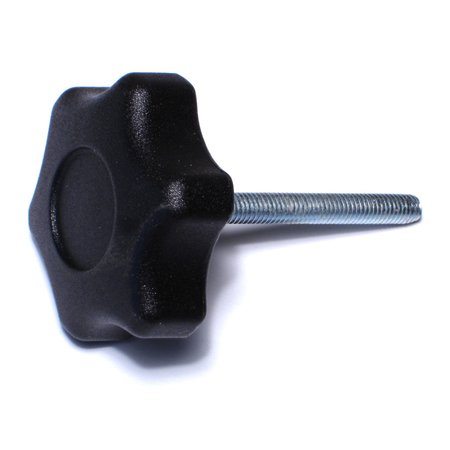 MIDWEST FASTENER 6mm-1.0 x 50mm Black Plastic Coarse Male Threaded Stud Fluted Knobs 2PK 78006